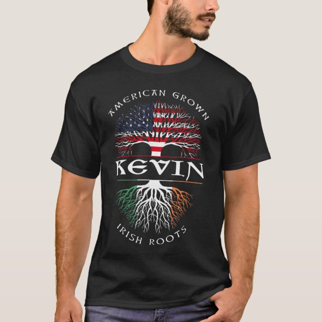 American Grown Irish Roots KEVIN Irish Name T-Shirt (Vorderseite)