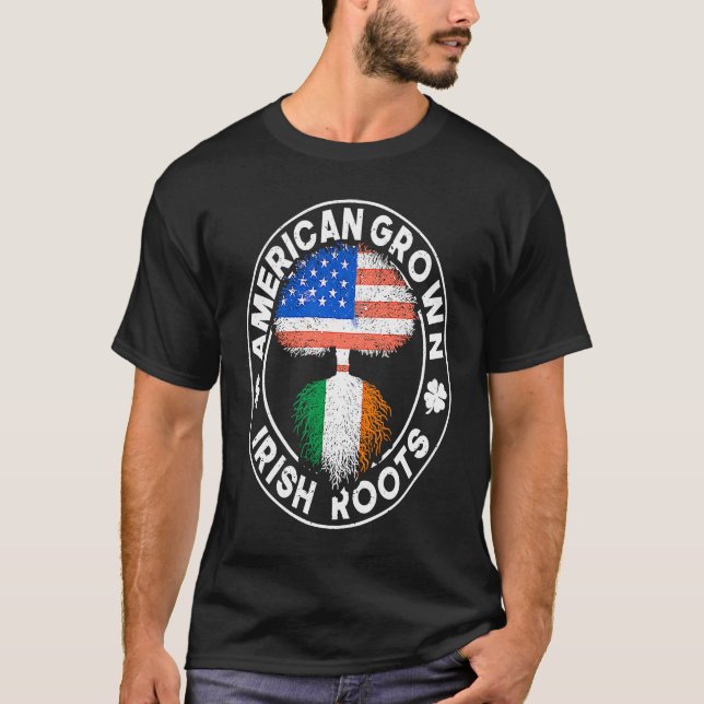 American Grown Irish Roots USA Ireland Flag ST PAT T-Shirt (Vorderseite)