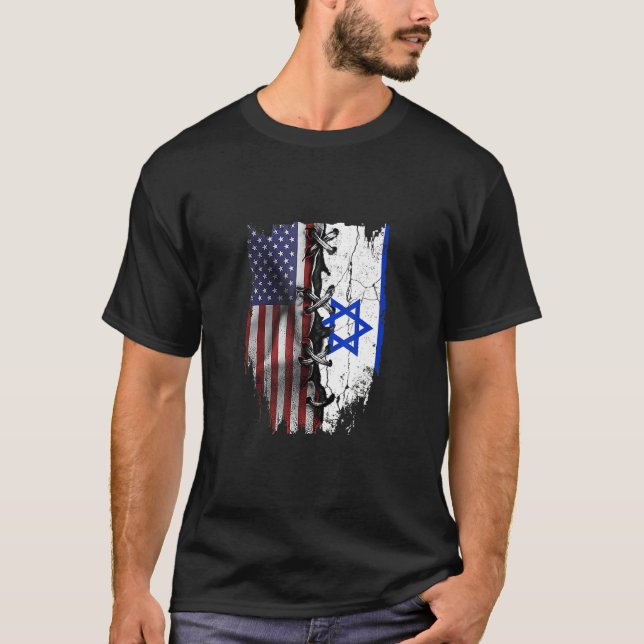 American Grown Israeli Roots USA Israel Flag T-Shirt (Vorderseite)