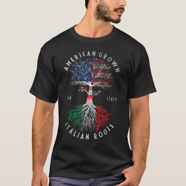 American Grown Italian Roots Italy Flag National T-Shirt (Vorderseite)