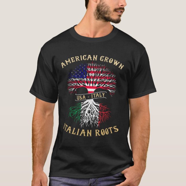 American Grown Italian Roots Italy Flag Pride Cool T-Shirt (Vorderseite)