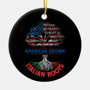 American Grown Italian Roots USA Flag Venezuela Keramik Ornament