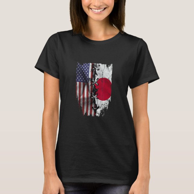 American Grown Japanese Roots USA Japan Flag T-Shirt (Vorderseite)
