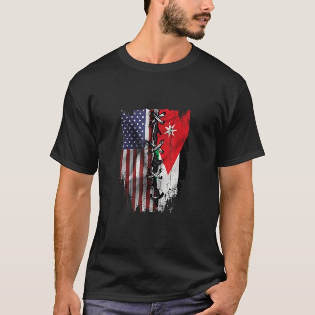 American Grown Jordanian Roots USA Jordan Flag T-Shirt (Vorderseite)