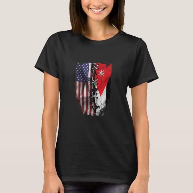 American Grown Jordanian Roots USA Jordan Flag T-Shirt (Vorderseite)
