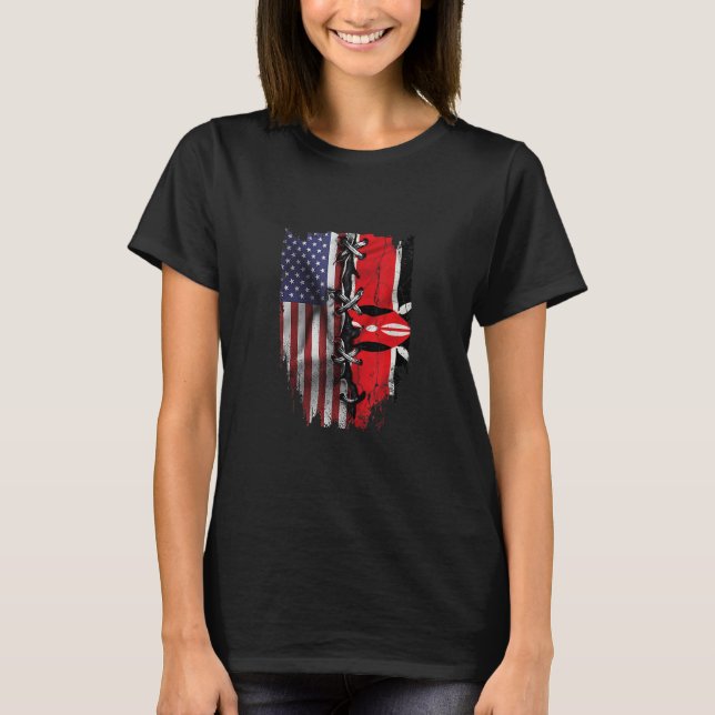 American Grown Kenyan Roots USA Kenya Flag T-Shirt (Vorderseite)