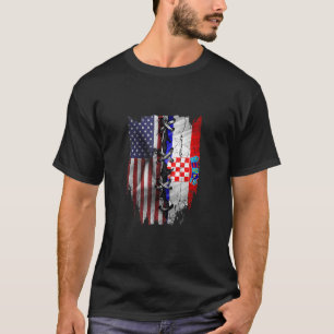 American Grown Kroots Roots USA Kroatien Flagge T-Shirt