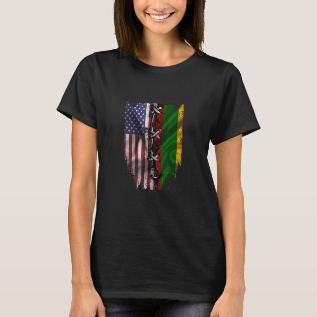 American Grown Lithuanian Roots USA Lithuania Flag T-Shirt (Vorderseite)