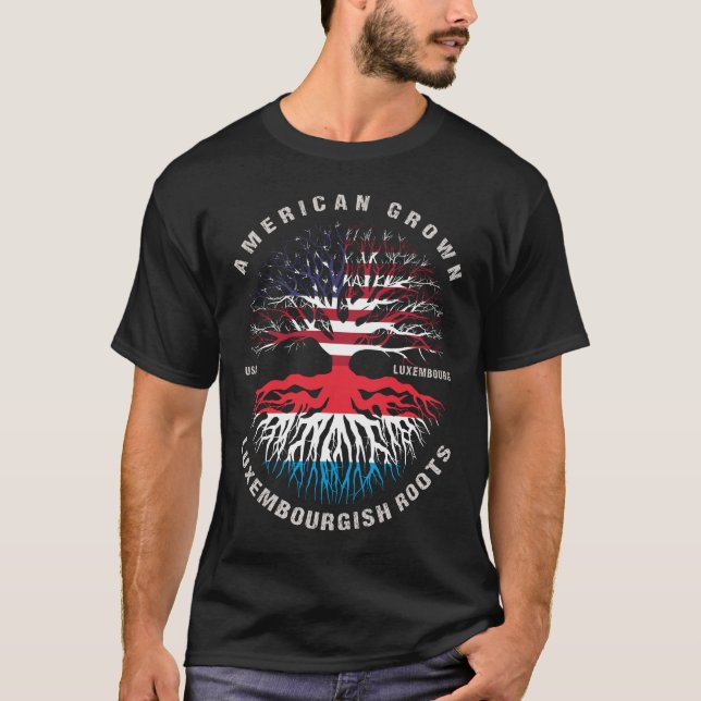 American Grown Luxembourg Roots Luxembourg Flag T-Shirt (Vorderseite)