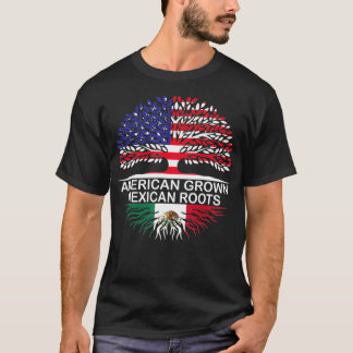 American Grown Meican Roots Meico Flag T-Shirt