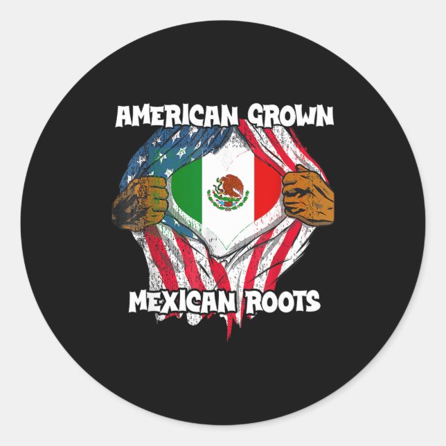 American Grown Mexican Roots Mexico Country Lover  Runder Aufkleber (Vorderseite)