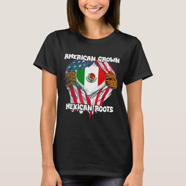 American Grown Mexican Roots Mexico Country Lover  T-Shirt (Vorderseite)