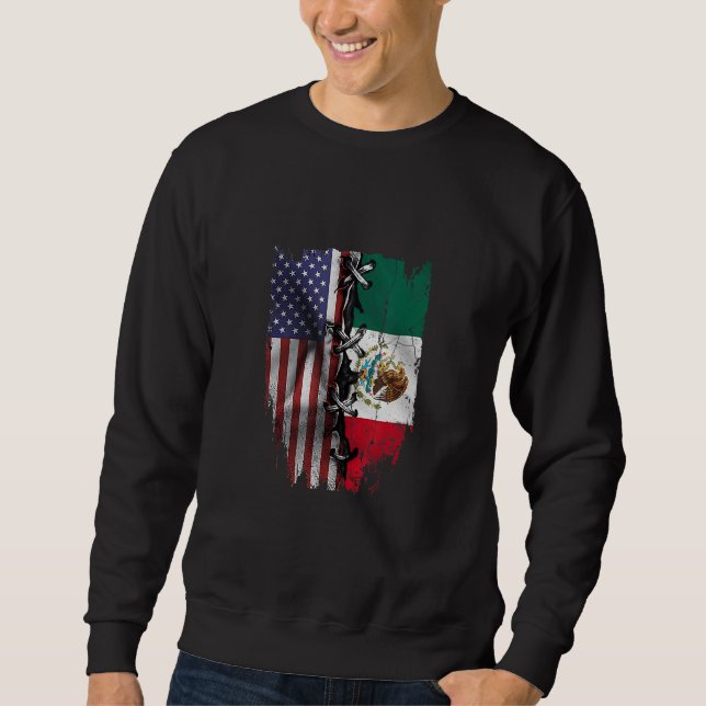 American Grown Mexican Roots USA Mexico Flag Sweatshirt (Vorderseite)