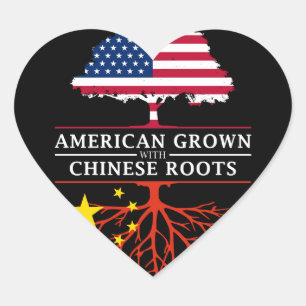 American Grown mit chinesischem Roots China Design Herz-Aufkleber