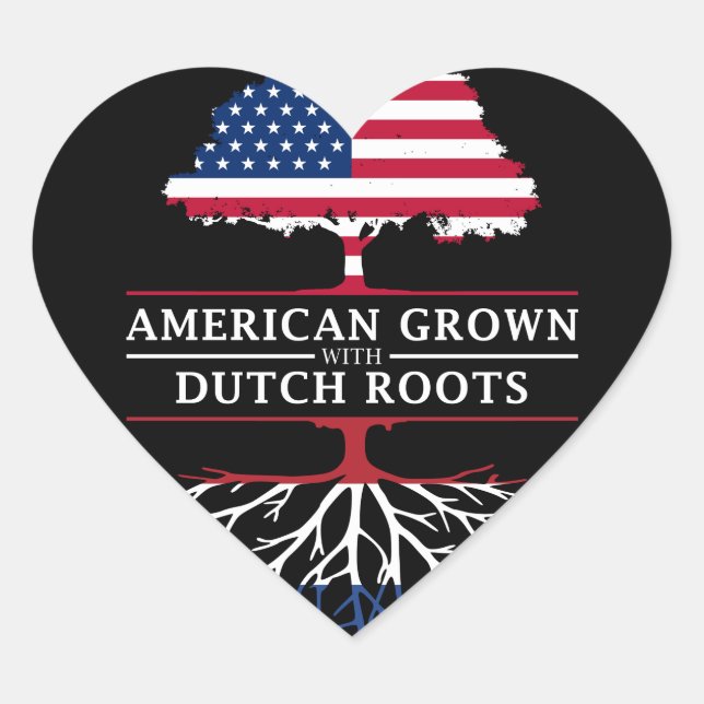 American Grown mit Dutch Roots Niederlande Herz-Aufkleber (Vorderseite)