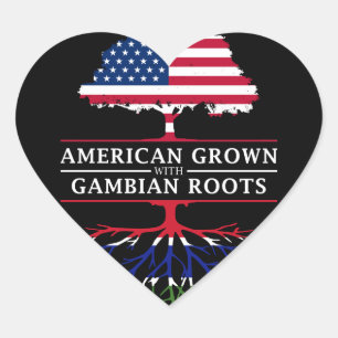 American Grown mit Gambian Roots Gambia Design Herz-Aufkleber