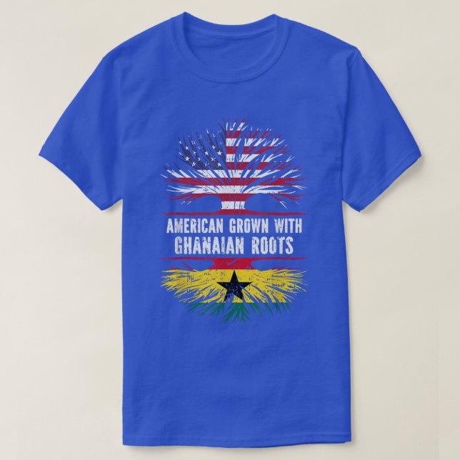 American Grown mit Ghanaian Roots USA Flag Ghana T-Shirt (Design vorne)