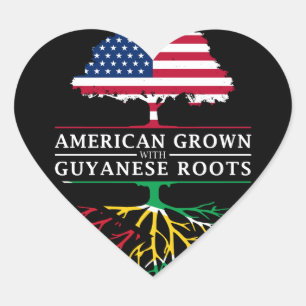 American Grown mit Guyanese Roots Guyana Design Herz-Aufkleber