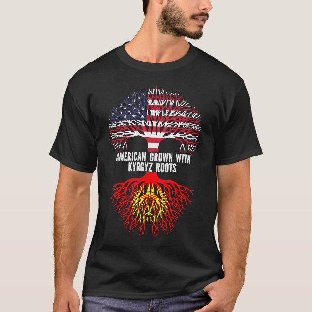 American Grown mit Kirgiz Roots USA Flag T-Shirt (Vorderseite)