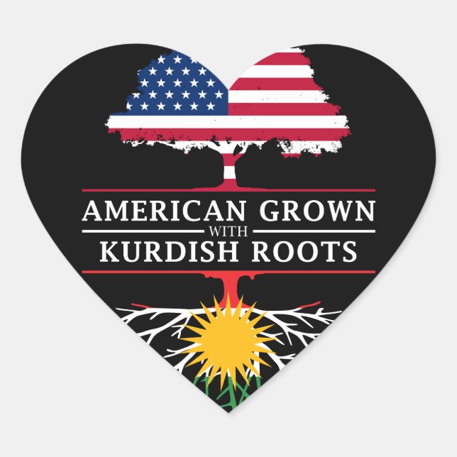 American Grown mit kurdischen Roots Kurdistan Desi Herz-Aufkleber (Vorderseite)