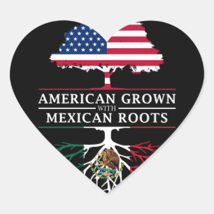 American Grown mit Mexican Roots Mexico Design Herz-Aufkleber