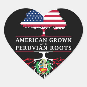 American Grown mit peruanischen Roots Peru Design Herz-Aufkleber