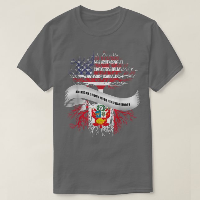 American Grown mit peruanischen Roots Peru Flag T- T-Shirt (Design vorne)