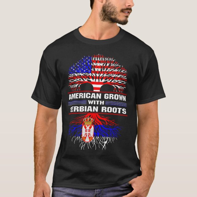 American Grown mit serbischer Roots-T - Shirt (Vorderseite)