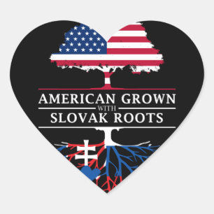 American Grown mit Slovak Roots Slovakia Design Herz-Aufkleber