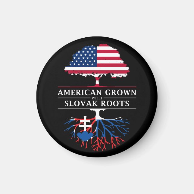 American Grown mit Slovak Roots Slovakia Design Magnet (Vorne)