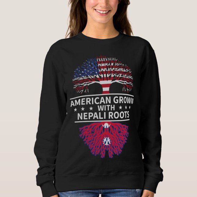 American Grown Nepali Roots  Nepal Flag Sweatshirt (Vorderseite)