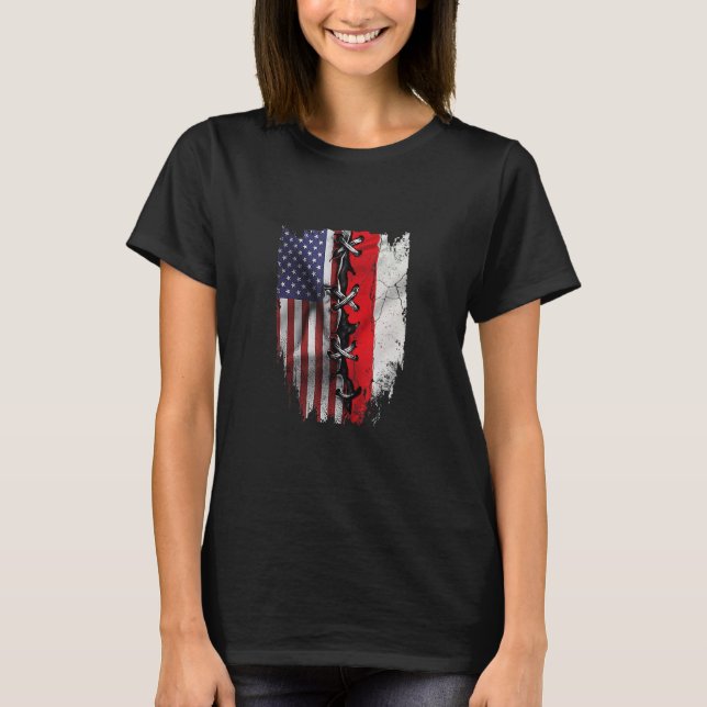American Grown Polish Roots USA Polen Flagge T-Shirt (Vorderseite)