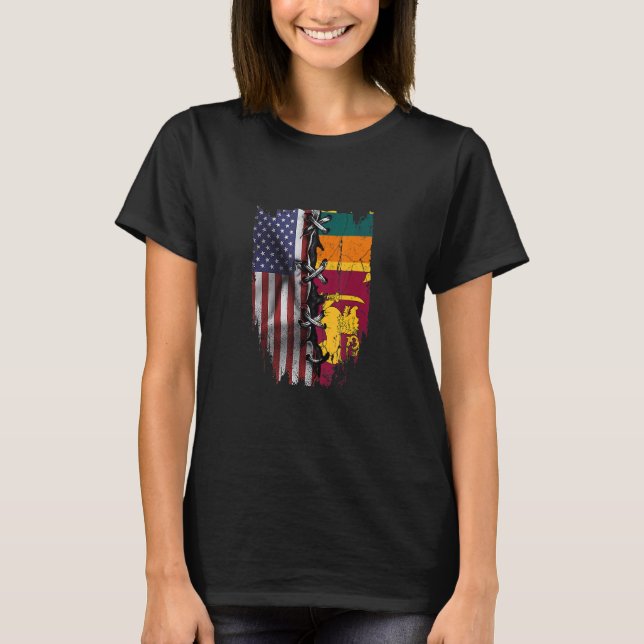 American Grown Sri Lankan Roots USA Sri Lanka Flag T-Shirt (Vorderseite)