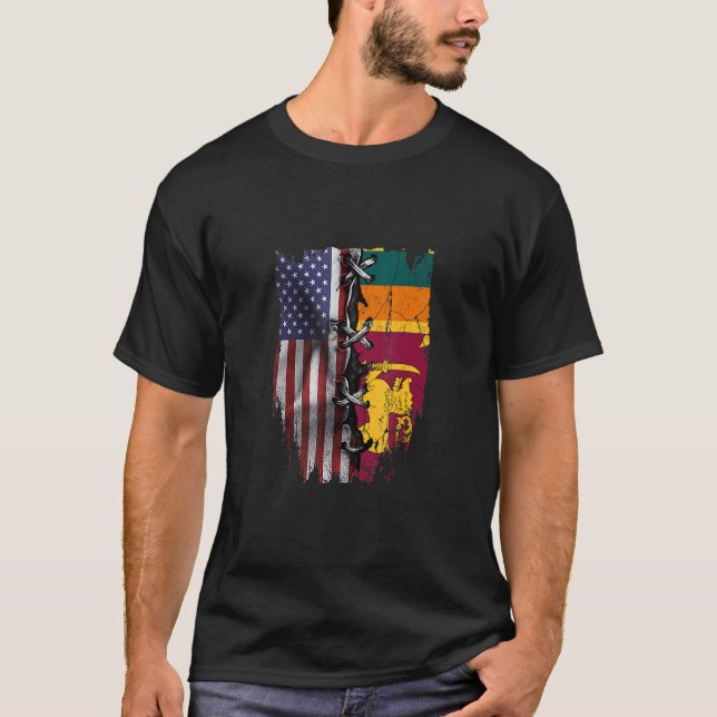 American Grown Sri Lankan Roots USA Sri Lanka Flag T-Shirt (Vorderseite)