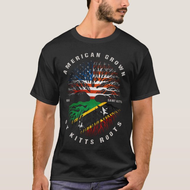American Grown St Kitts Roots Saint Kitts Flag T-Shirt (Vorderseite)