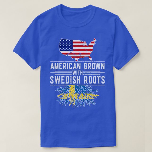American Grown Swedish Roots Pride Schweden T-Shirt (Design vorne)