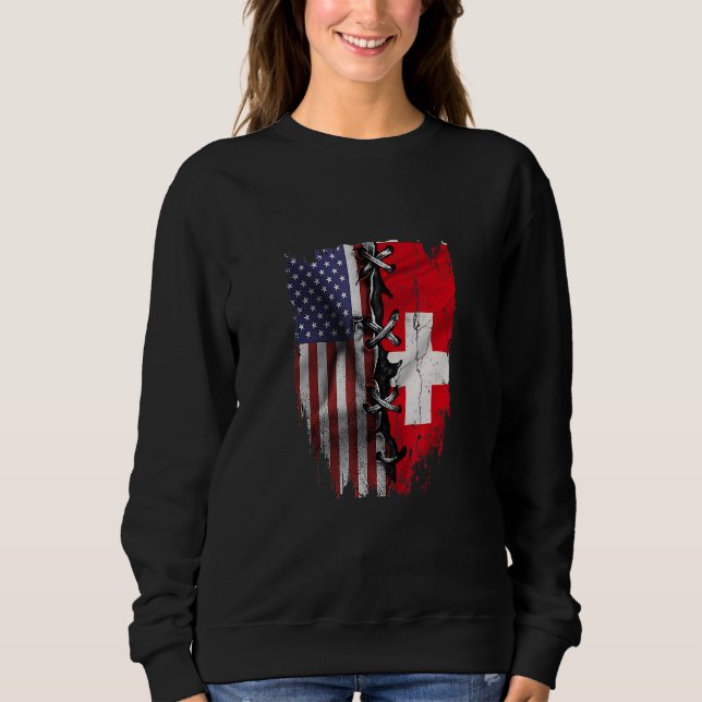 American Grown Swiss Roots USA Switzerland Flag Sweatshirt (Vorderseite)