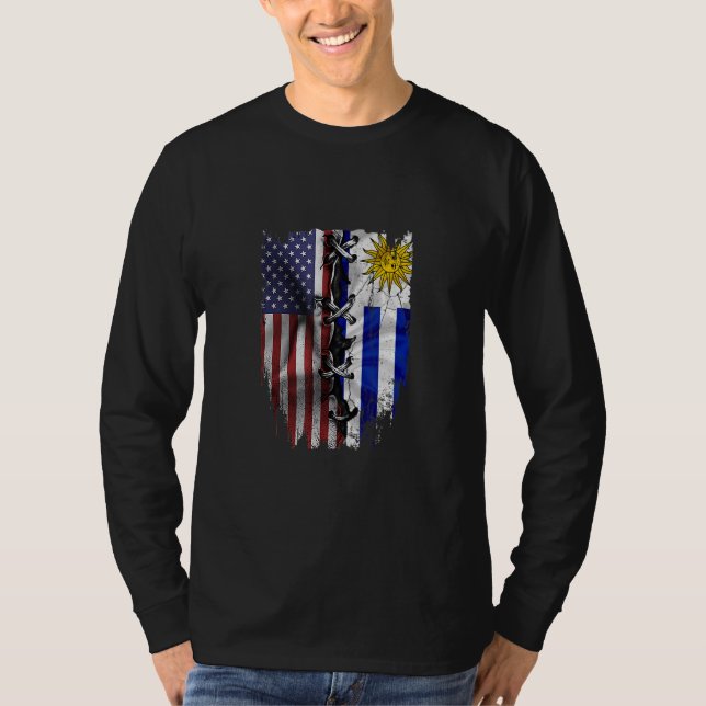 American Grown Uruguayan Roots USA Uruguay Flag T-Shirt (Vorderseite)