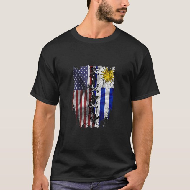 American Grown Uruguayan Roots USA Uruguay Flag T-Shirt (Vorderseite)