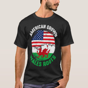 American Grown Wales Roots Vintag Flags W T-Shirt