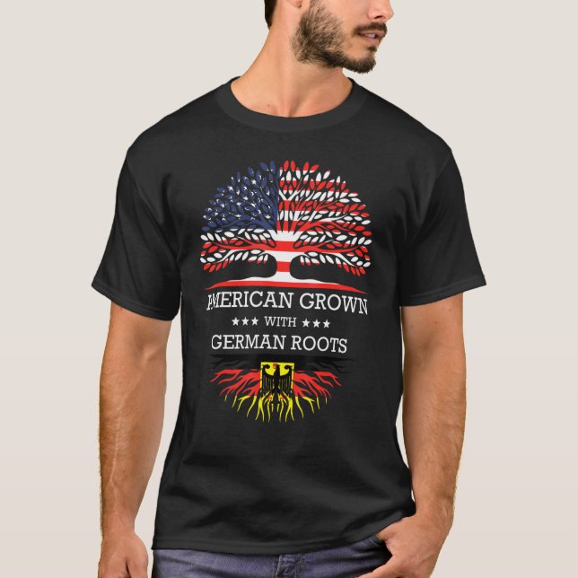 American Grown With German Roots Usa Flag T-Shirt (Vorderseite)