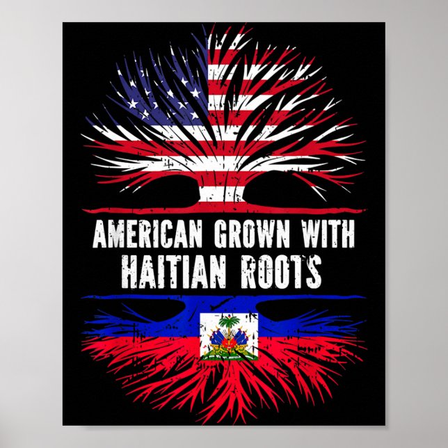 American Grown With Haitian Roots Usa Flag Haiti  Poster (Vorne)