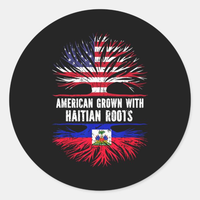 American Grown With Haitian Roots Usa Flag Haiti  Runder Aufkleber (Vorderseite)