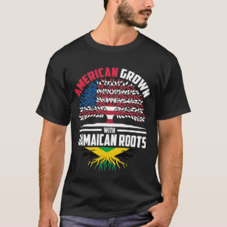 American Grown With Jamaican Roots Jamaica Flag Fa T-Shirt