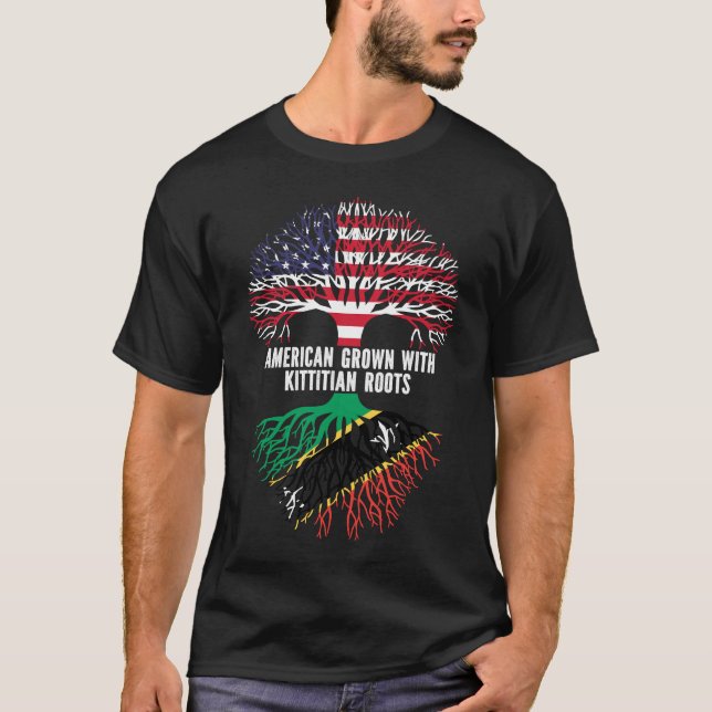 American Grown with Kittitian Nevisian Roots USA T-Shirt (Vorderseite)