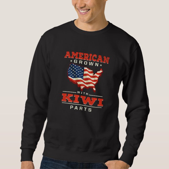 American Grown with Kiwi Parts Patriotic New Zeala Sweatshirt (Vorderseite)
