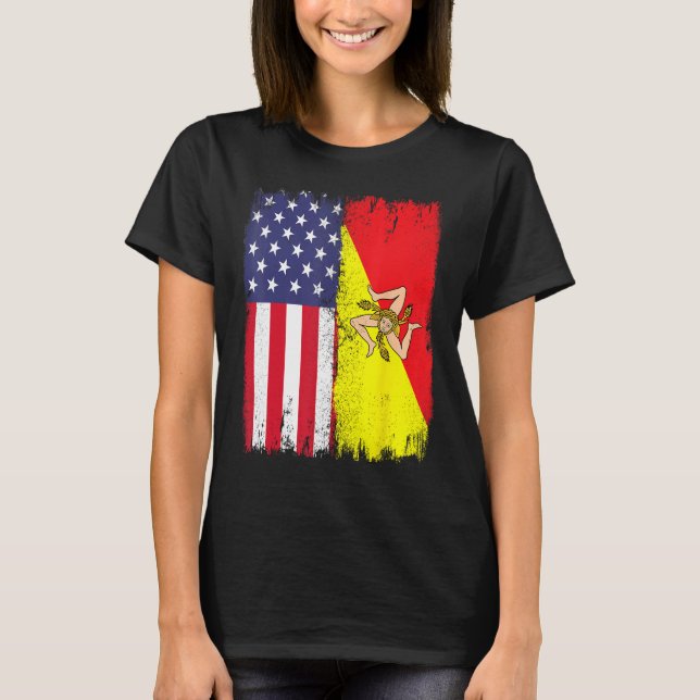 American Grown with Sicilian Roots  Sicily Malta T-Shirt (Vorderseite)