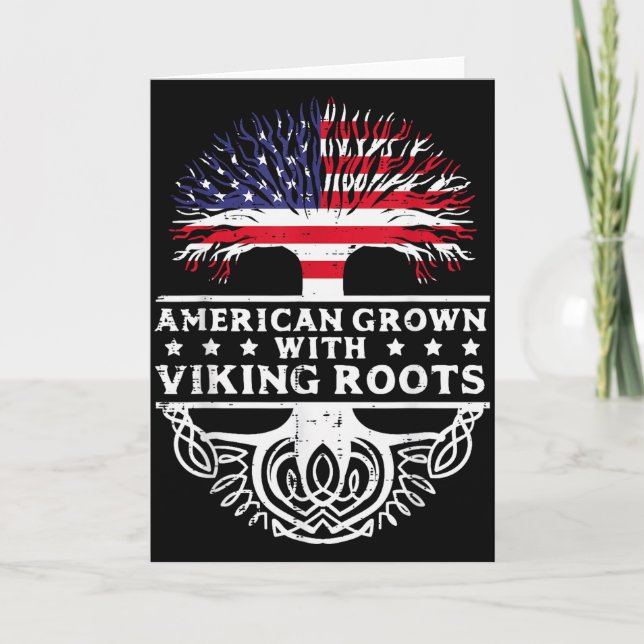 American Grown With Viking Roots Us Flag Tree Men  Karte (Vorderseite)