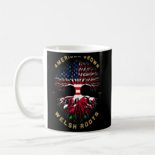 American Grown with Welsh Roots Tree USA Flag Uniq Kaffeetasse