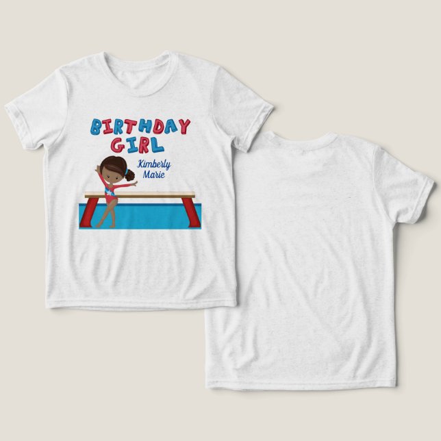 American Gymnastics Birthday Party Gymnastik Tri-Blend Shirt (Design Vorderseite & Rückseite)